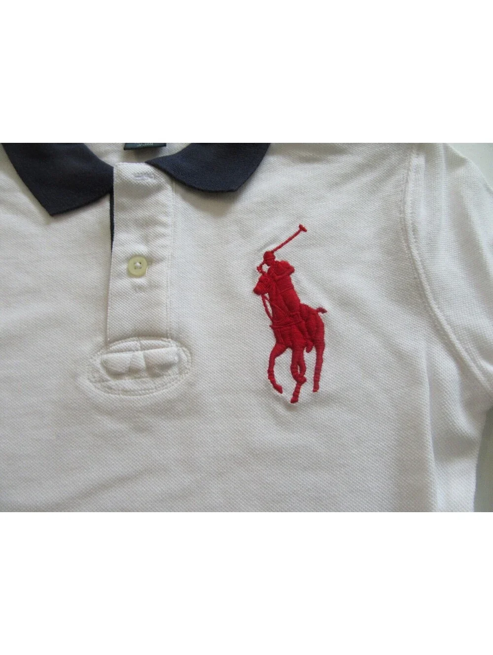 Polo Ralph Lauren Boys Big Pony w Indian Head Short Sleeve Shirt White Size 7